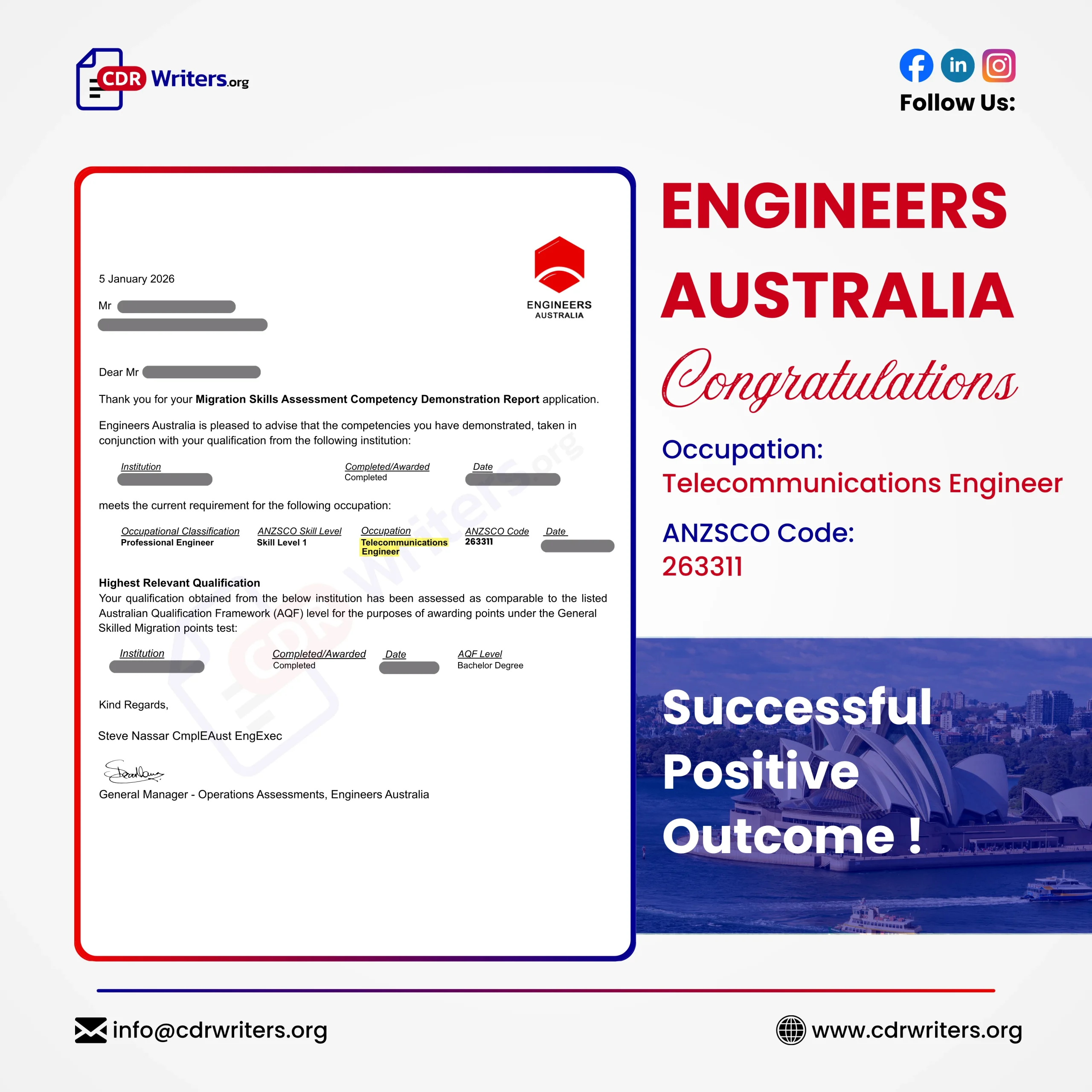 Engineers Australia Positive Outcome