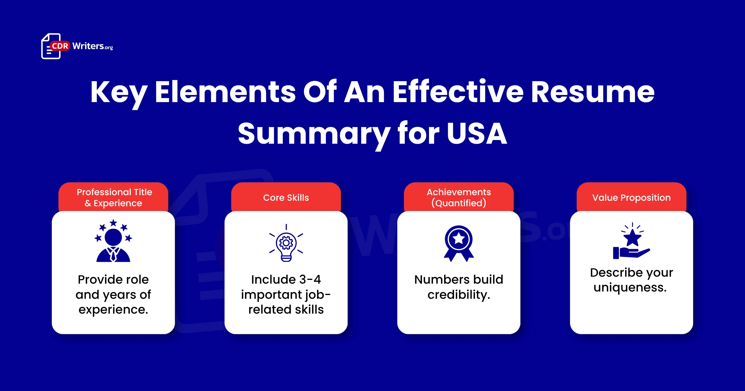 Resume Summary and Personal Statement for USA